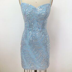Handmade Ice Blue Sequin Mini Dress